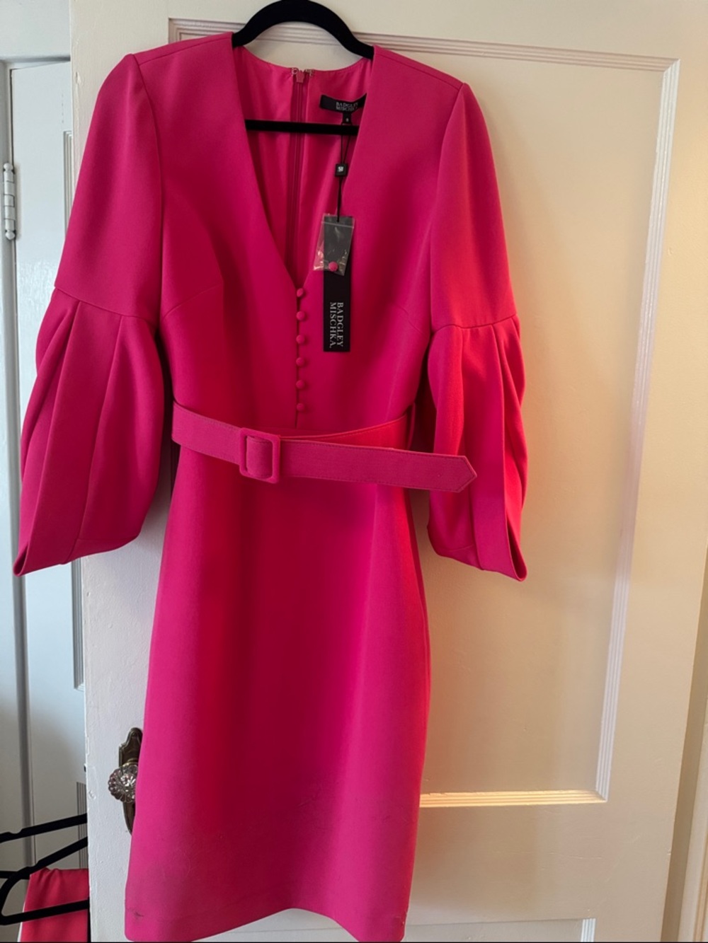 Badgley Mishka  bell Sleeve Belted Sheath Dress